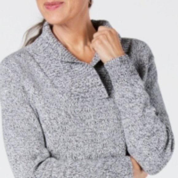 Karen Scott Cotton Marl Shawl Collar Sweater - Picture 3 of 3